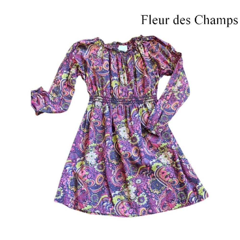 Girls BOUTIQUE PEEK FLEUR DES CHAMPS Purple Floral 3/4 SLEEVE DRESS